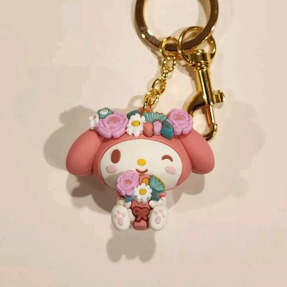 Loungefly Sanrio My Melody Earth Day Flower Crown Floral Pink 3D Keychain NEW - Picture 1 of 12